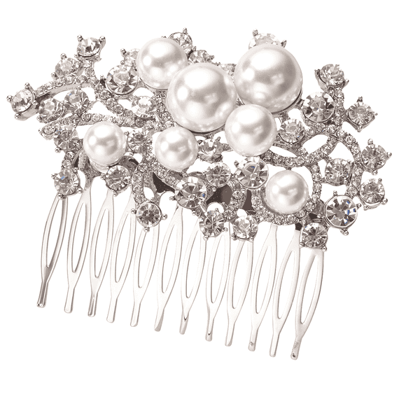 Hair comb vintage style with pearls and strass