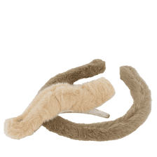 Cerchietto e Fermaglio per Capelli in Finta Pelliccia - beige e marrone