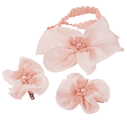 Baby hair band and hair clip with flower, 3 pieces