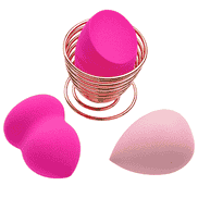 Set éponge de maquillage, 3 pièces avec support, rose et rose