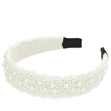 Serre-tête avec perles avec petites perles et perles plus grosses, 3 cm, coloris blanc cassé