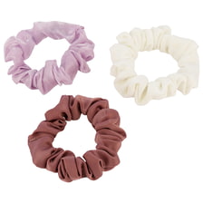 Piccoli scrunchie, tessuto trasparente, lucido e in tinta unita, 5 cm di diametro, 3 pezzi