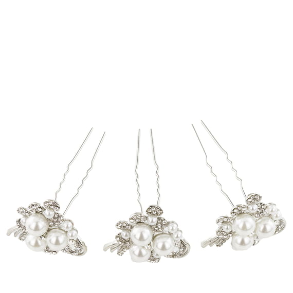 Fermagli Per Capelli Con Perline E Pietre, 3 pz.