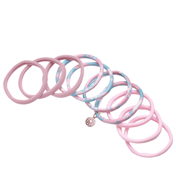 Hair tie Yoga soft dimensionally stable, 10 pieces, light pink, light pink printed, old pink