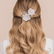 Barrette à cheveux avec fleurs, pierres et perles blanches, coloris argenté