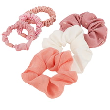 Scrunchie con stampa, salmone, rosa e albicocca, 6 pezzi
