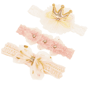 Baby hair bands, three-pack with bow and flower