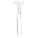 Hairpins With Ceramic Flowers & Pearls - Gold
