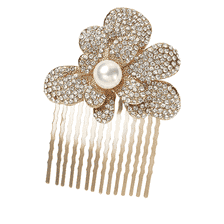Hair comb in rose gold with pearl