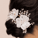 Barrette à cheveux avec fleurs, pierres et perles blanches, coloris doré