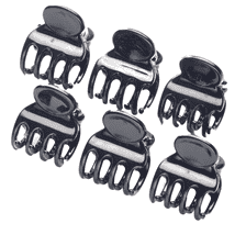 Claw clip, black, plastic, 6 pcs