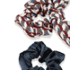Scrunchie stampato con cappio e tinta unita, marrone, blu, Duopack