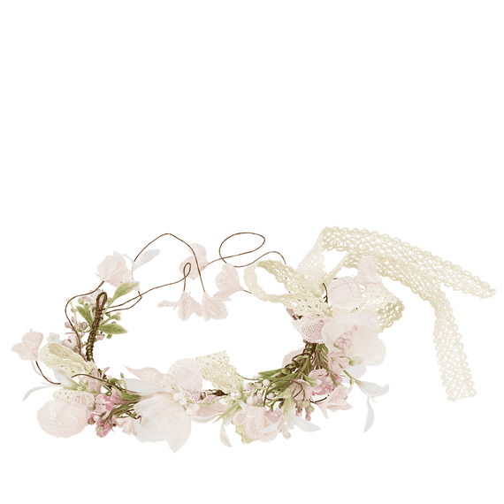 Hair wreath with flower, ribbons and a clip