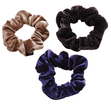 Chouchou Yoga velours, par 3, anthracite, bleu marine et noir