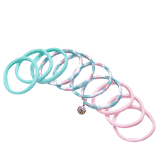 Chouchou Yoga soft indéformable, 10 pièces, rose clair, blanc- rose- vert clair imprimé, menthe