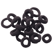 Élastiques à cheveux pour enfants en tissu-éponge, 20 mm, noirs, par 20