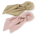 Fake Fur Scrunchie con Fiocco in Satin - rosa e beige