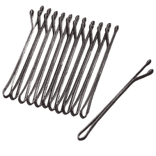 Hair pin straight, black, 4 cm, with epoxy drip, 12 pcs.