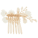 Hair Comb With Flowers - Gold