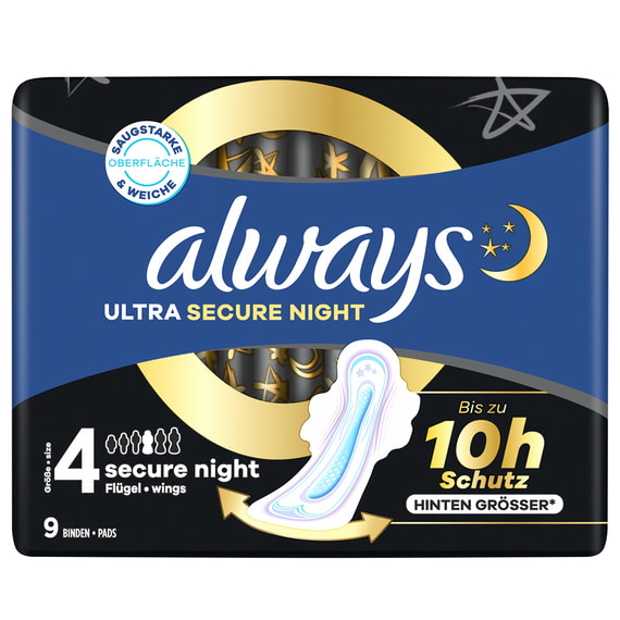 Ultra Serviette Secure Night Avec Ailes - 9 pcs.