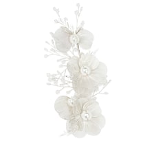 Barrette à cheveux avec délicates feuilles raffinées et perles, coloris blanc