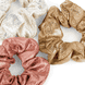 Scrunchie lucido, bianco, rosa e oro, 3 pezzi