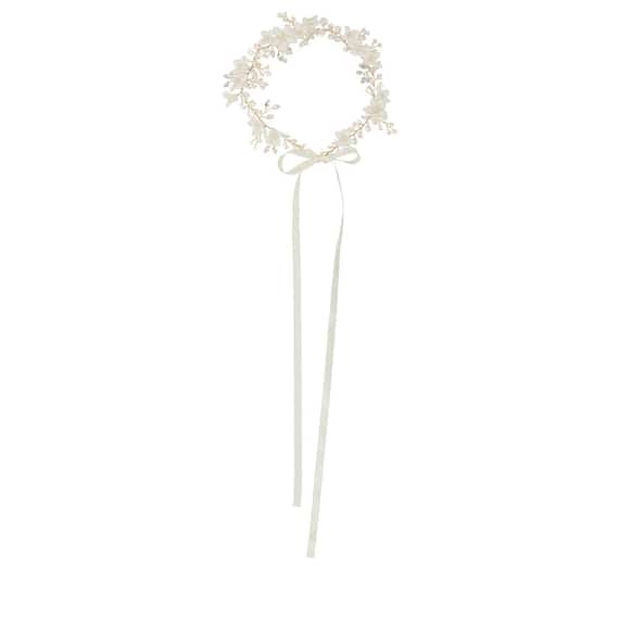 Hairband With Ceramic Flowers & Cut Stones