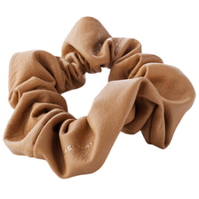 Leather Scrunchie Narrow Camel