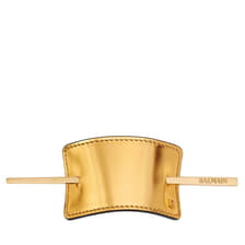 Hair Barrette Leather Gold