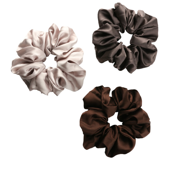 Satin Scrunchies - chocolat noir, brun fer, clair de lune