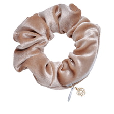 Scrunchie Yoga velours avec fermeture éclair, beige