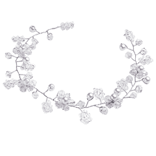 Accessoire décoratif pour cheveux dans un style bohème, fil fin, fait main avec perles et petites fleurs
