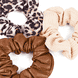 Scrunchie in tinta unita e animal print, 3 pezzi