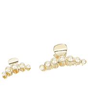 Gold hair clips with large, white pearls, 2 pack