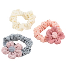 Scrunchie con fiore, 3 pezzi