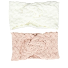Cerchietto in maglia bianco e rosa, confezione da due pezzi