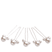 Haarnadeln mit drei verschieden grossen Perlen, silber, ivory 5 Stück