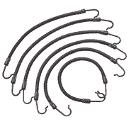 Élastiques à crochets pour tresses, 12 cm de long, noirs, par 6
