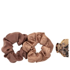 Pince À Cheveux Avec Strass & Scrunchie - Marron