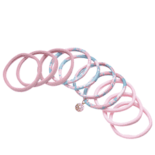 Chouchou Yoga soft indéformable, 10 pièces, rose clair, imprimé rose et vert clair, vieux rose