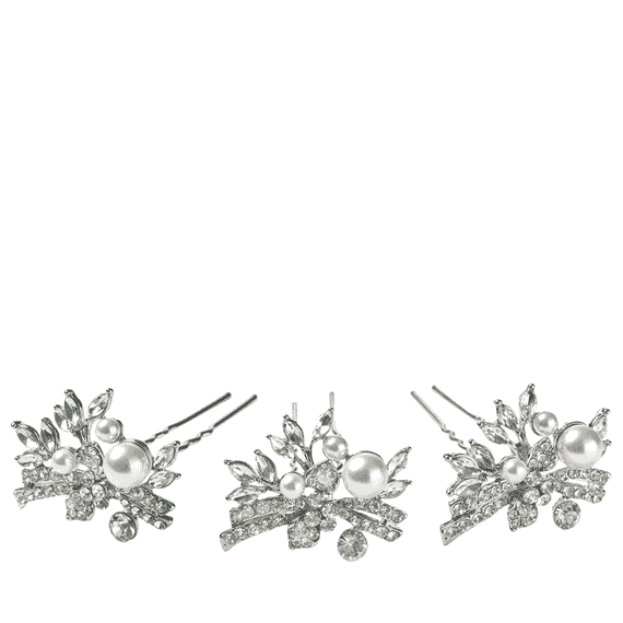 Forcine giocose con perle e strass, 3 pezzi lunghi 7 cm