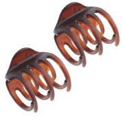 Pinces à cheveux crabe rondes, de taille moyenne, 45 mm, havane mates, par 2
