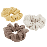Scrunchie in sand, yellow and brown, triopack