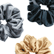 Satin Scrunchies - iceblau, gold, petrol