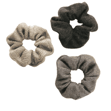 Gestricktes Scrunchie - schwarz, grau, braun