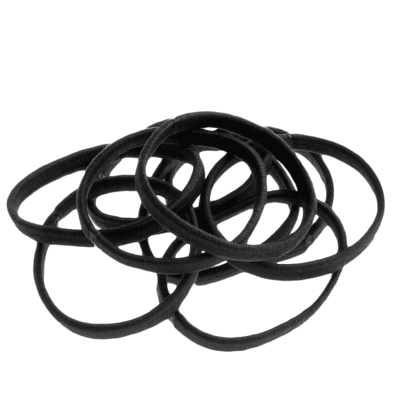 Hair elastic, without metal closure, thick, black, 10 pcs