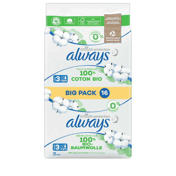 Serviettes Hygiéniques Night avec Ailettes Big Pack - 16 Pcs.