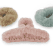Scrunchies E Clip Per Capelli In Finta Pelliccia - rosa, azzurro e beige