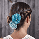 Fiore di stoffa in tessuto fine su clip, turchese