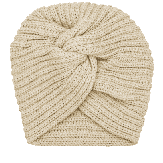 Berretto a turbante in maglia, beige